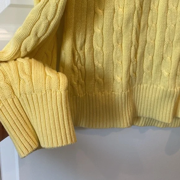 Vintage Lilly Pulitzer Cable Knit Sweater in Sunny Yellow w Teal Palm Tree Sz M - Picture 5 of 5